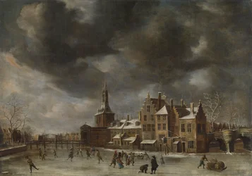 Das Blauwpoort in Leiden im Winter